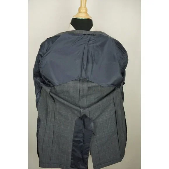 Oxxford Clothes Non Pareil Onwentsia Blue Windowpane Wool Sport Coat Jacket 44L